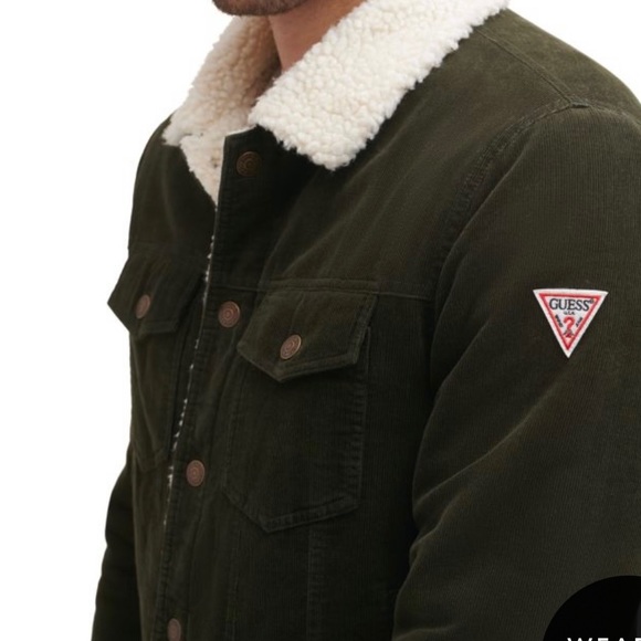 Guess Sherpa Collar Cord Trucker Jacket - Picture 4 of 8